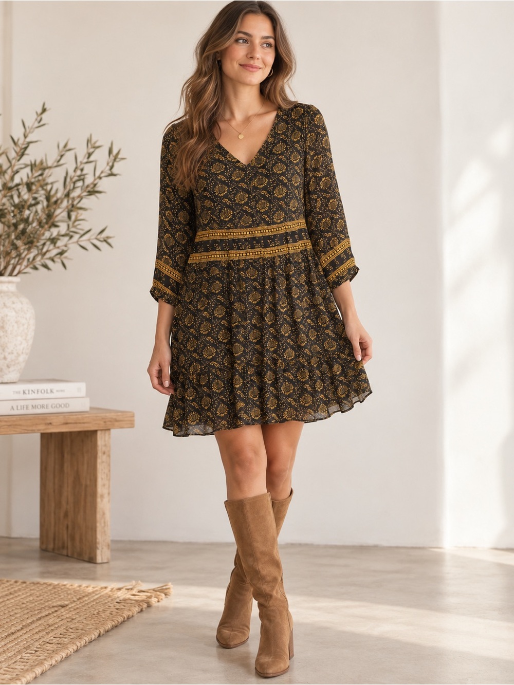 ba&sh Floral Boho V-Neck Mini Dress XS